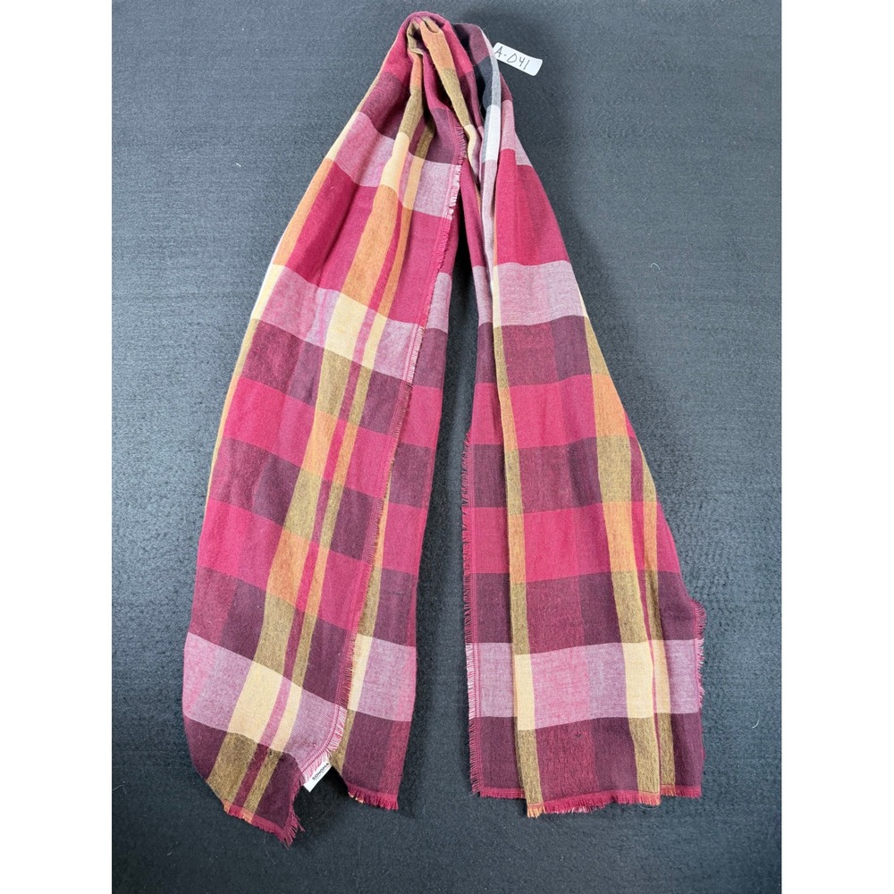 Sonoma Goods For Life Women Red Burgundy Plaid Eyelash Fringe Scarf T004971